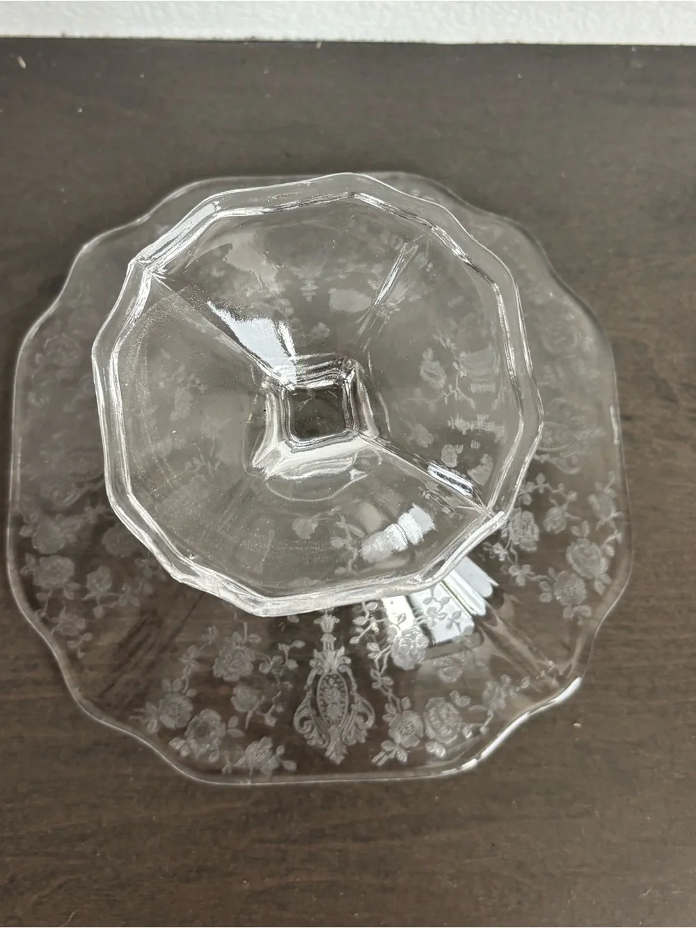 Vintage Cambridge Rose Point Pattern Cheese Stand Compote